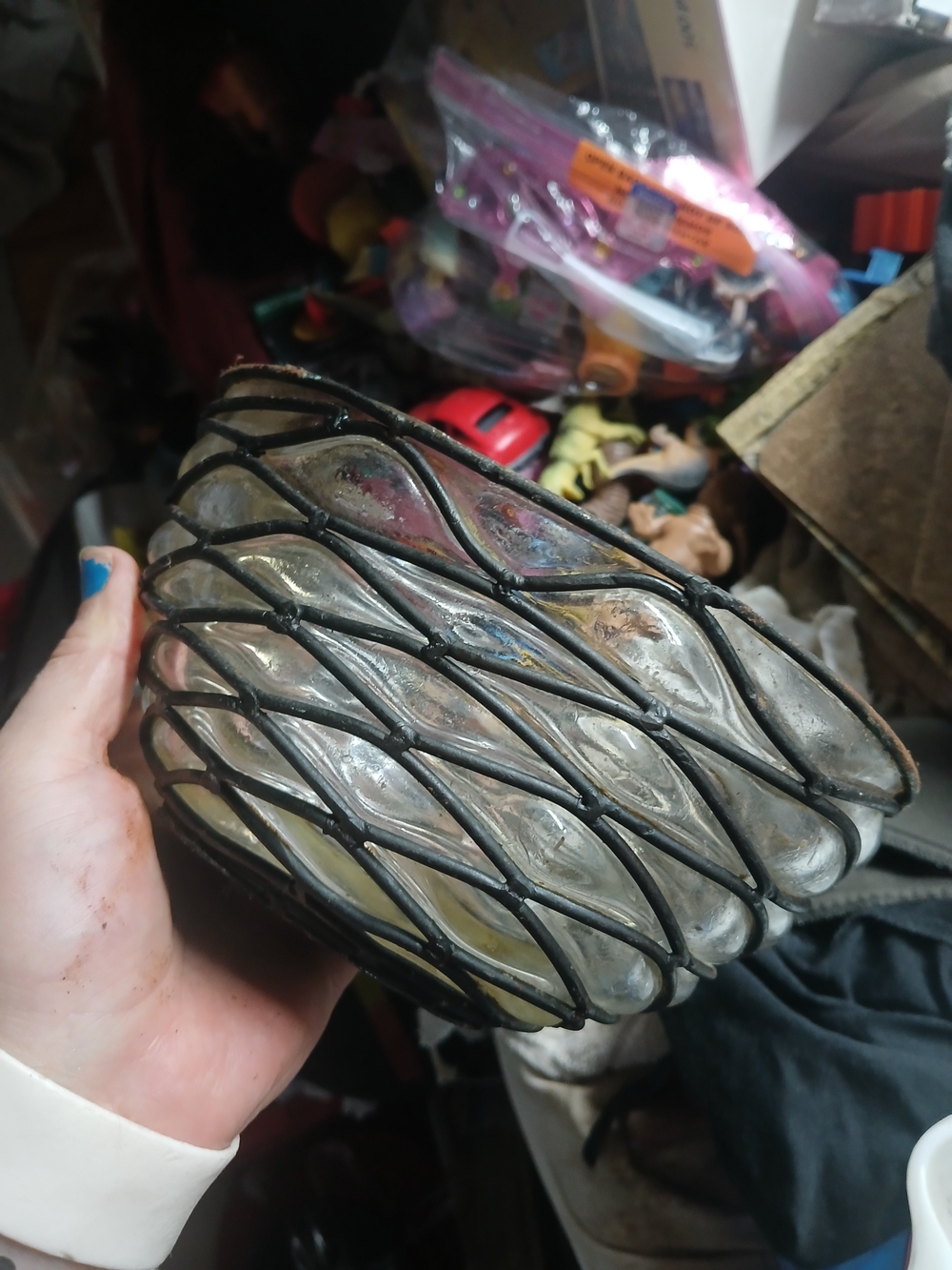 Black Woven Metal Glass Accent Bowl - Decorative Home Accent
